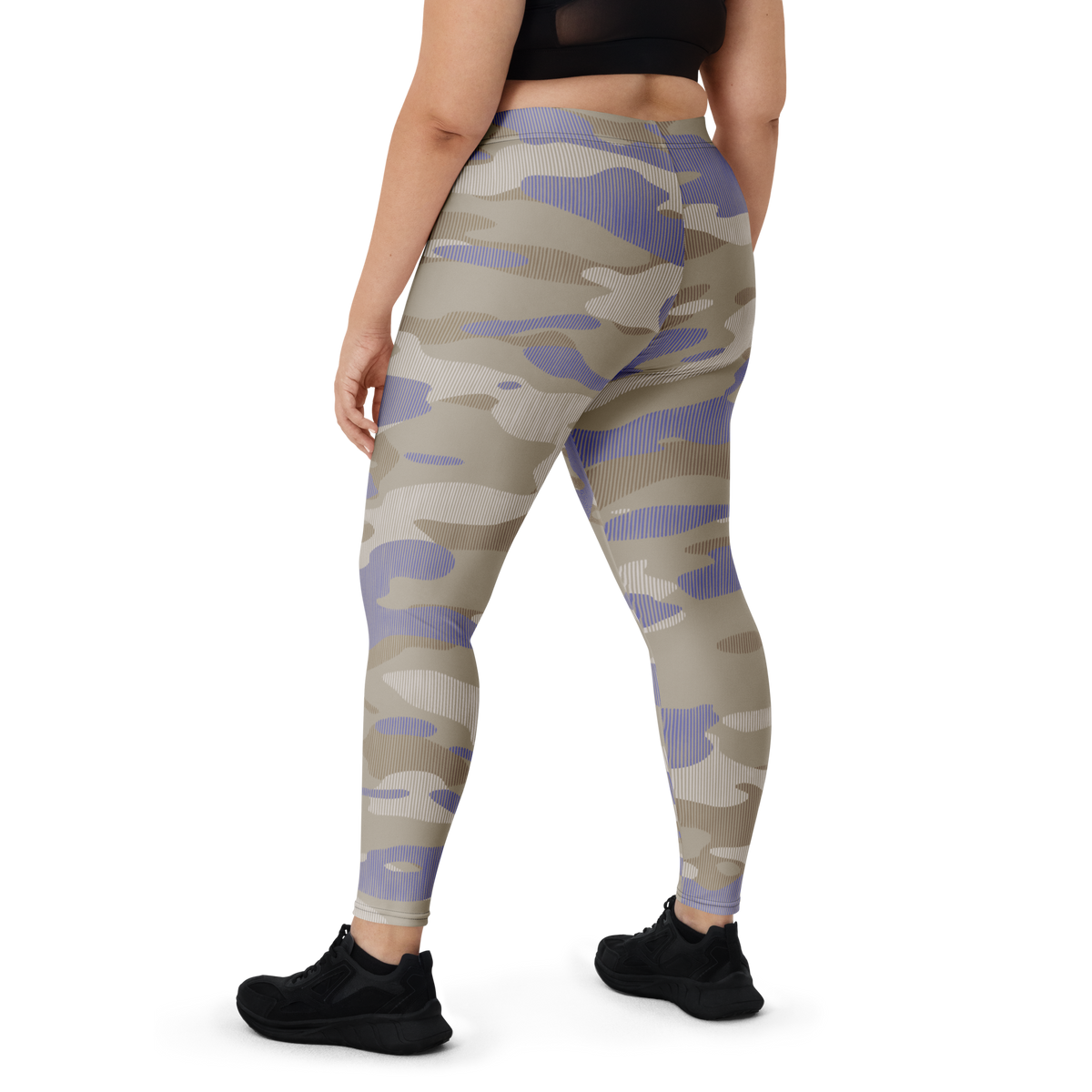 Gulf Striation Very Peri 1 camouflage mid-rise comfort leggings, oversize-fit back view.