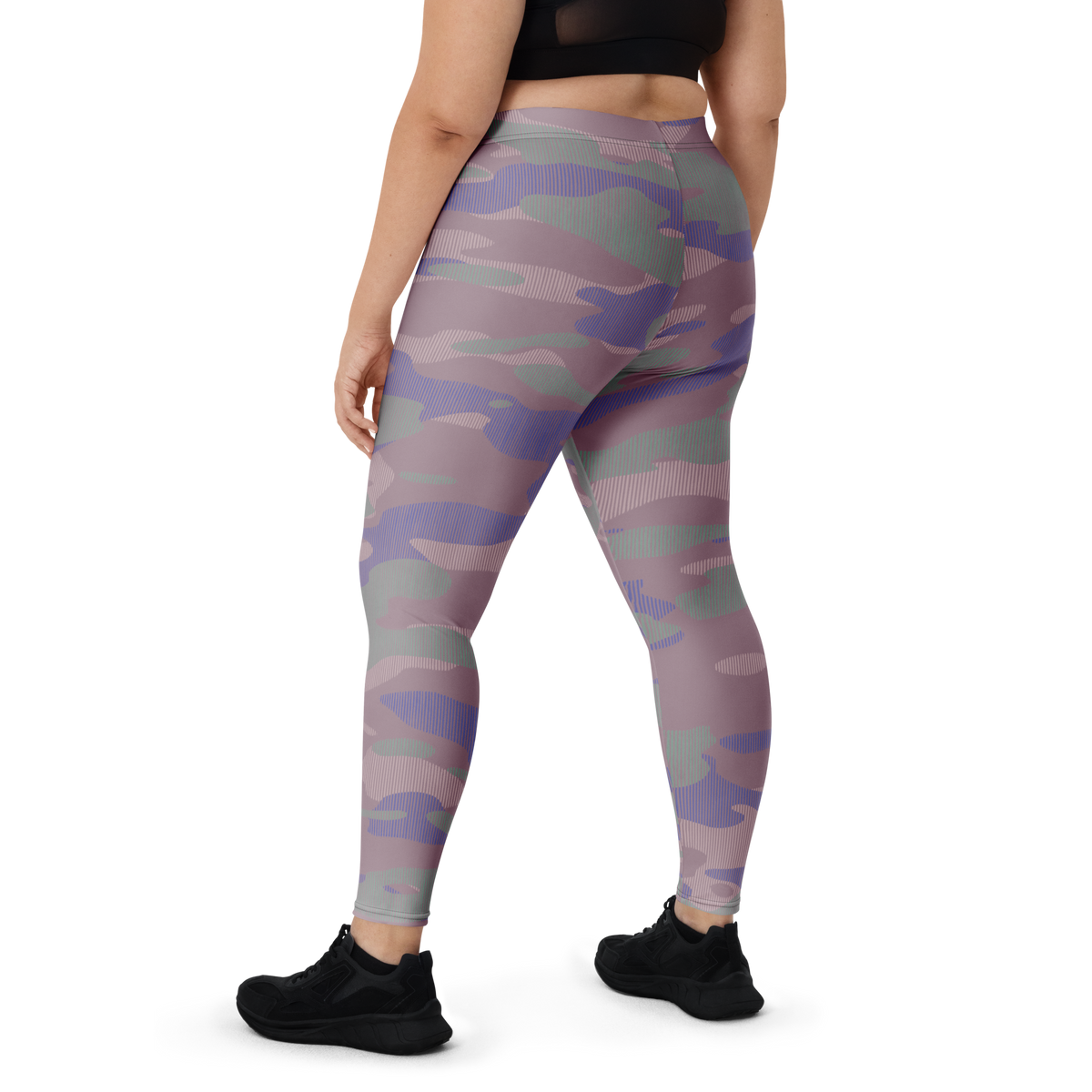 Gulf Striation Very Peri 3 camouflage mid-rise comfort leggings, oversize-fit back view.