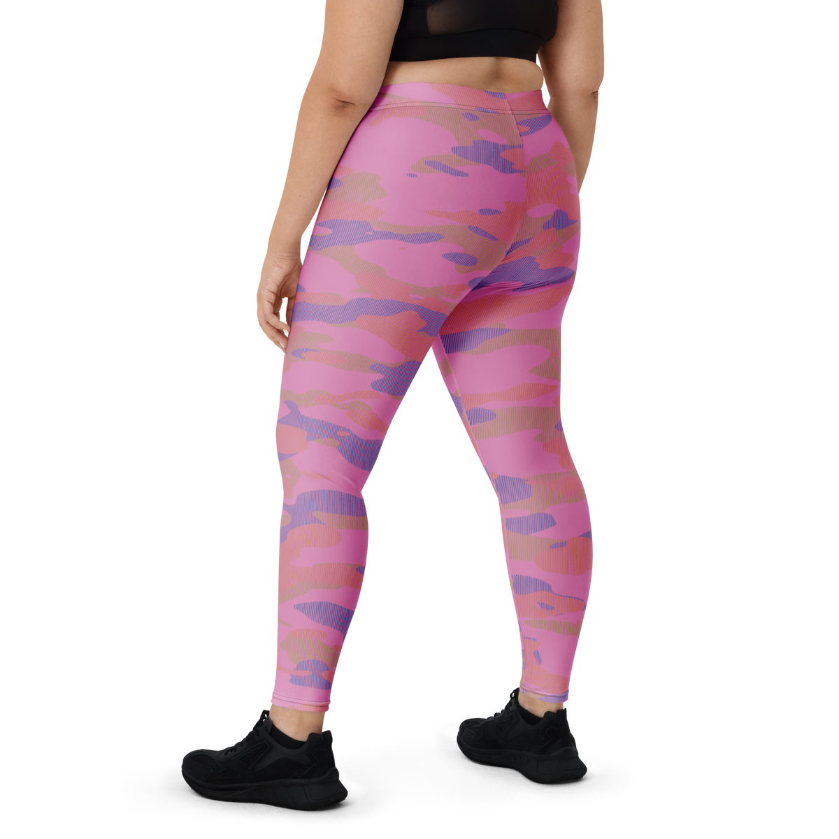 Gulf Striation Very Peri 4 camouflage mid-rise comfort leggings, oversize-fit back view.