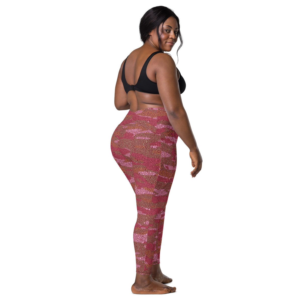 Gulf Turing Deliciousness camouflage high-waisted pocket leggings, larger-model back view.