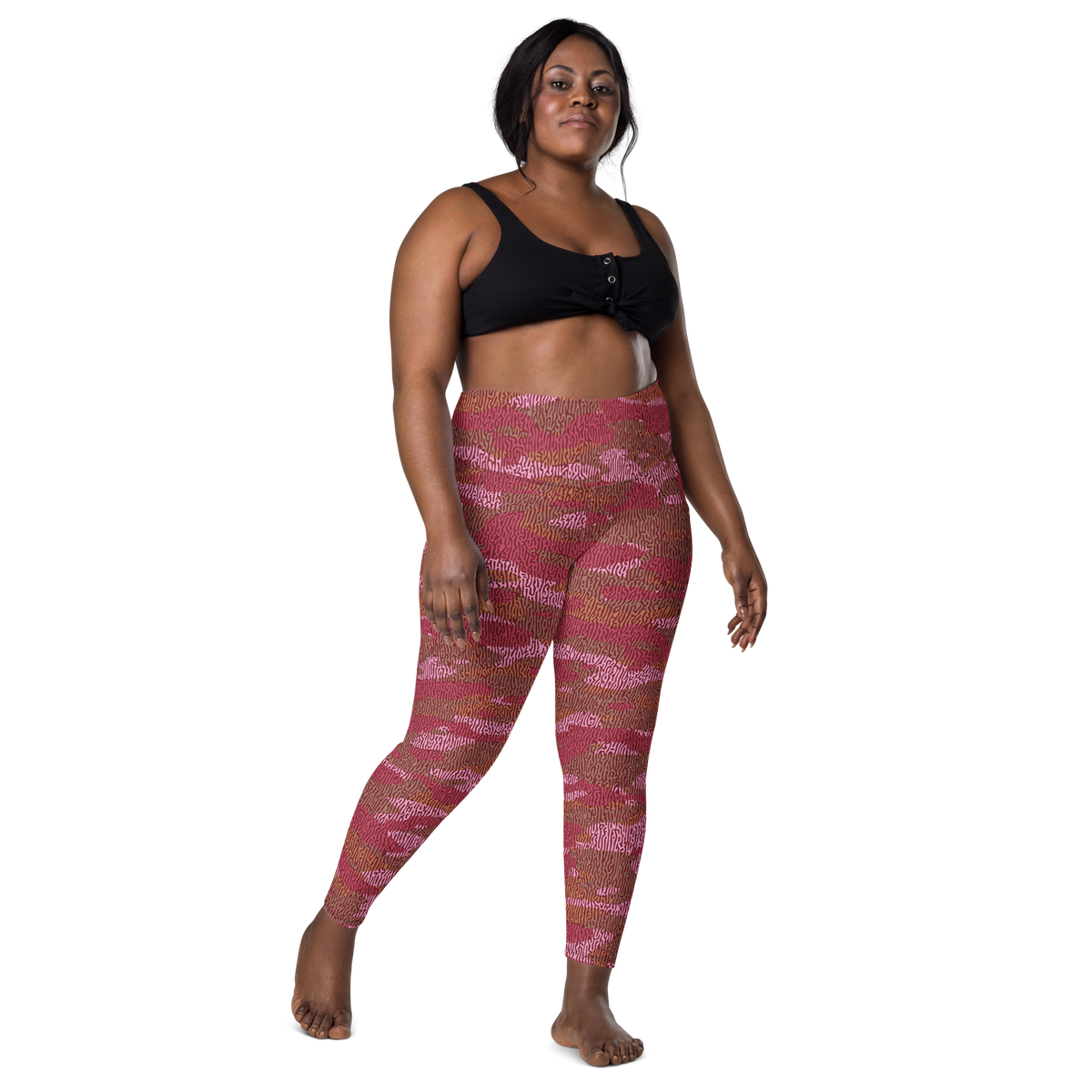 Gulf Turing Deliciousness camouflage high-waisted pocket leggings, larger-model front view.