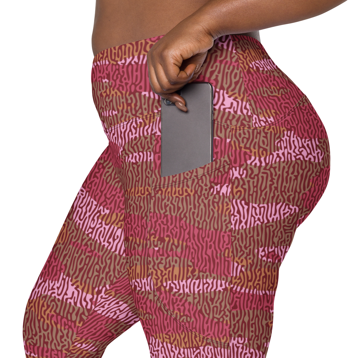 Gulf Turing Deliciousness camouflage high-waisted pocket leggings, rear pocket detail.