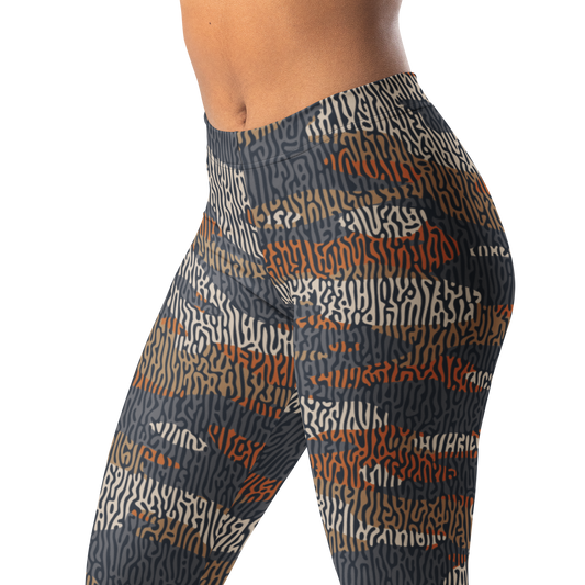 Gulf Turing Fall 2 camouflage mid-rise comfort leggings, waistband and pattern detail.