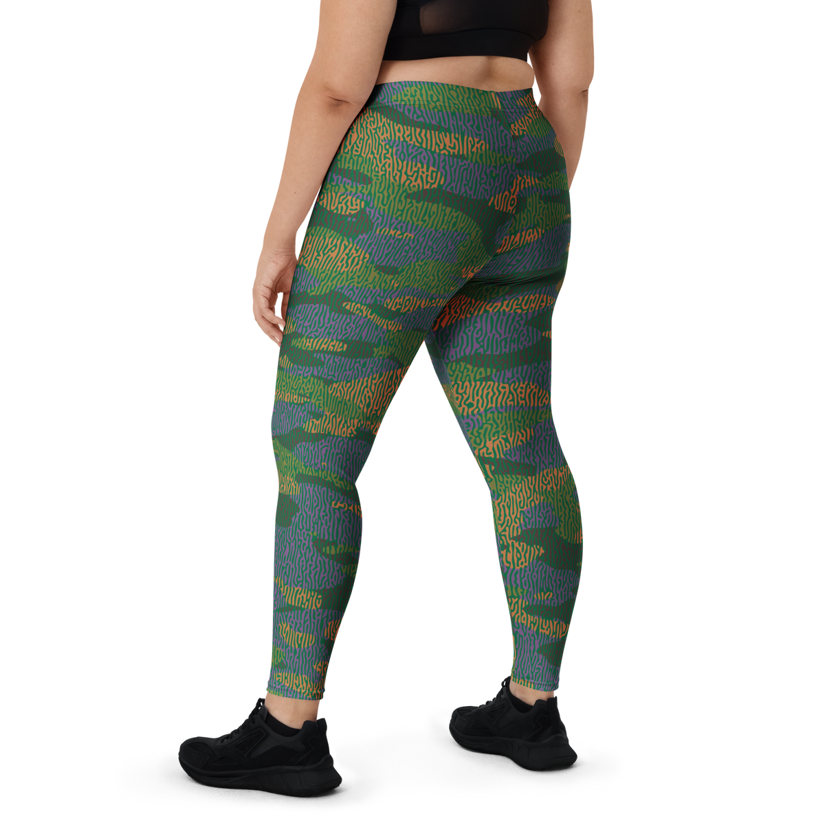 Gulf Turing Fall 4 camouflage mid-rise comfort leggings, oversize-fit back view.