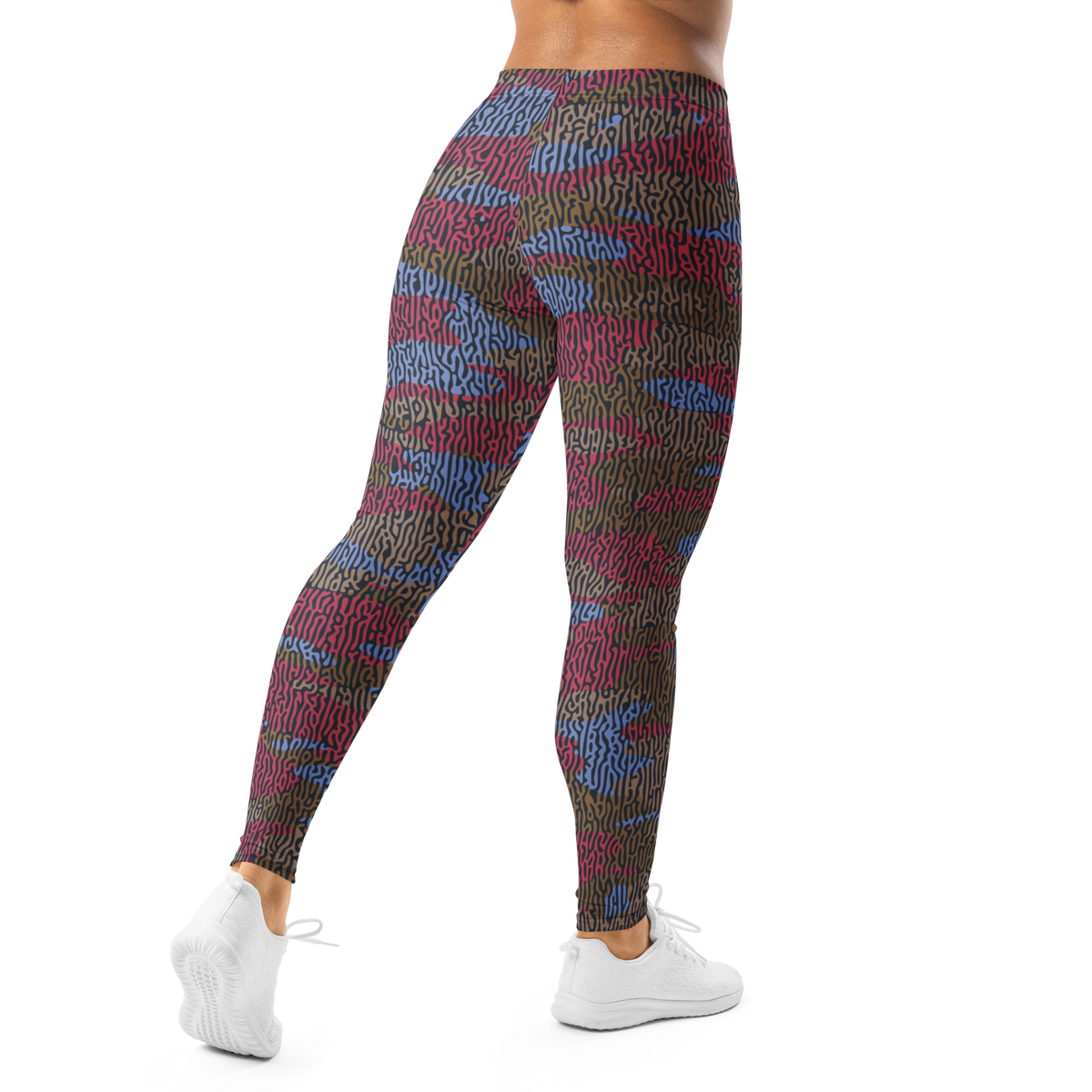 Gulf Turing Flavour-Full camouflage mid-rise comfort leggings, back view.