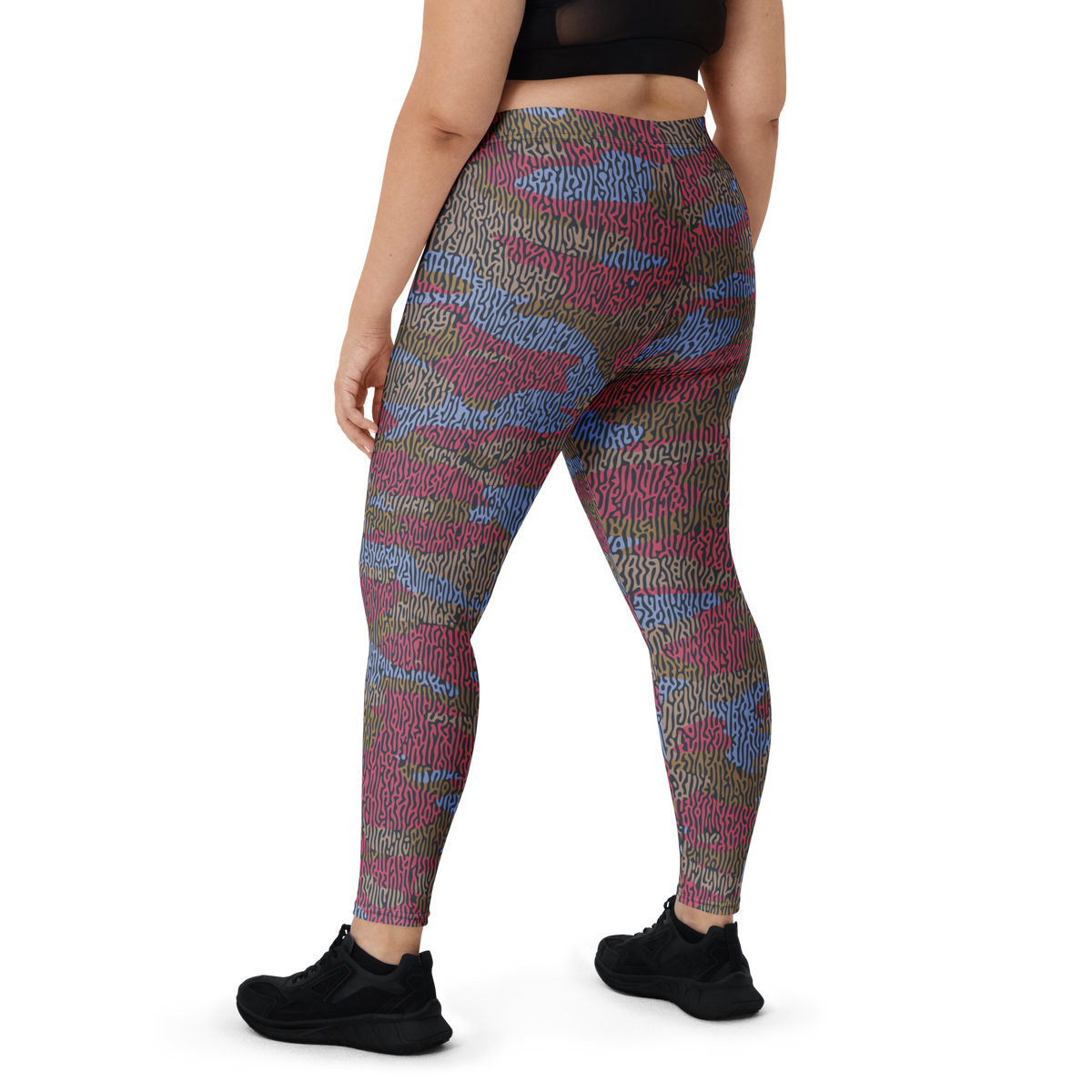 Gulf Turing Flavour-Full camouflage mid-rise comfort leggings, oversize-fit back view.