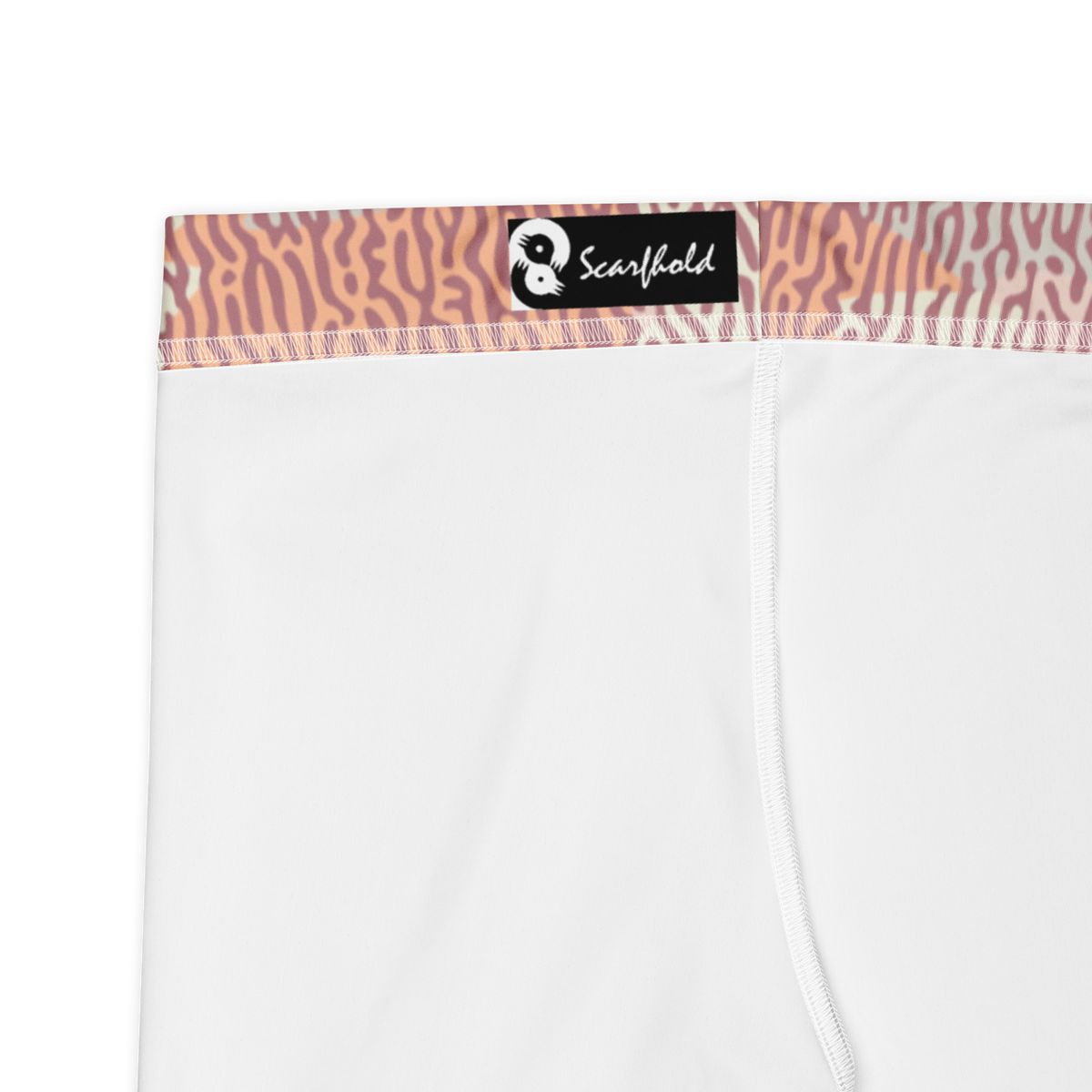 Gulf Turing Peach Harmony camouflage mid-rise comfort leggings, fabric and construction details.