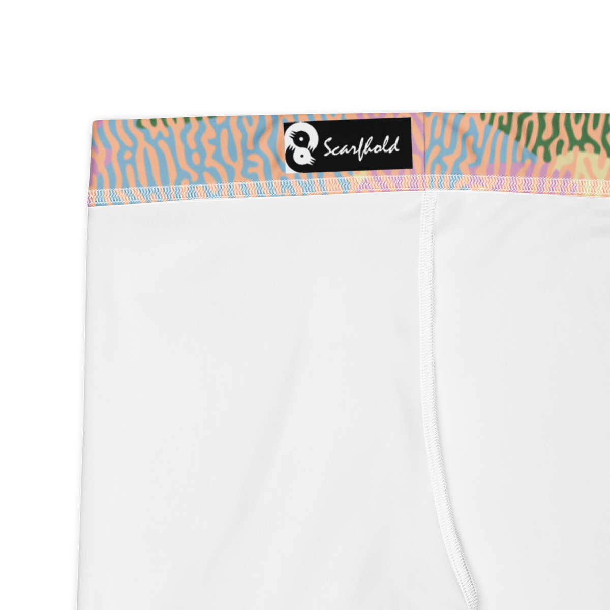 Gulf Turing Spring Meadow camouflage mid-rise comfort leggings, fabric and construction details.