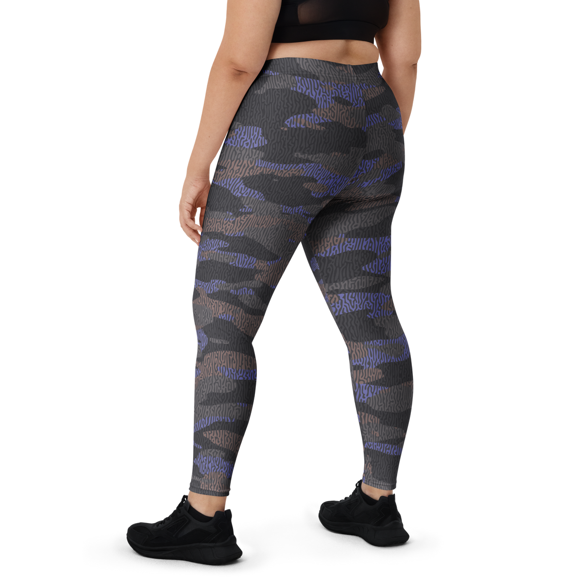Gulf Turing Very Peri 1 camouflage mid-rise comfort leggings, oversize-fit back view.