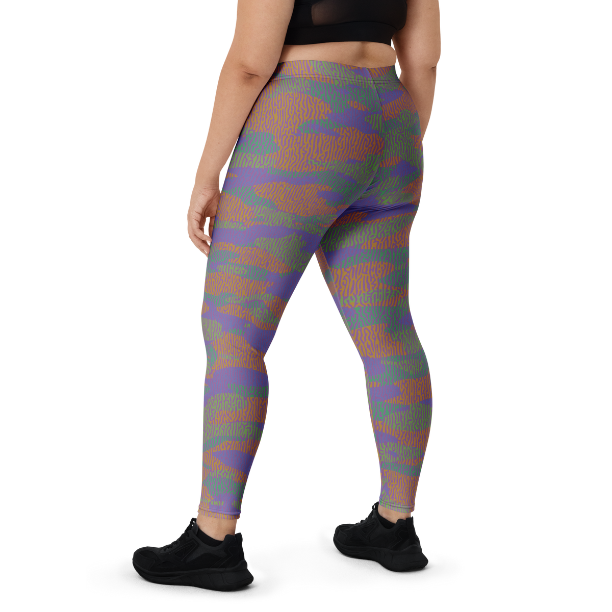 Gulf Turing Very Peri 2 camouflage mid-rise comfort leggings, oversize-fit back view.