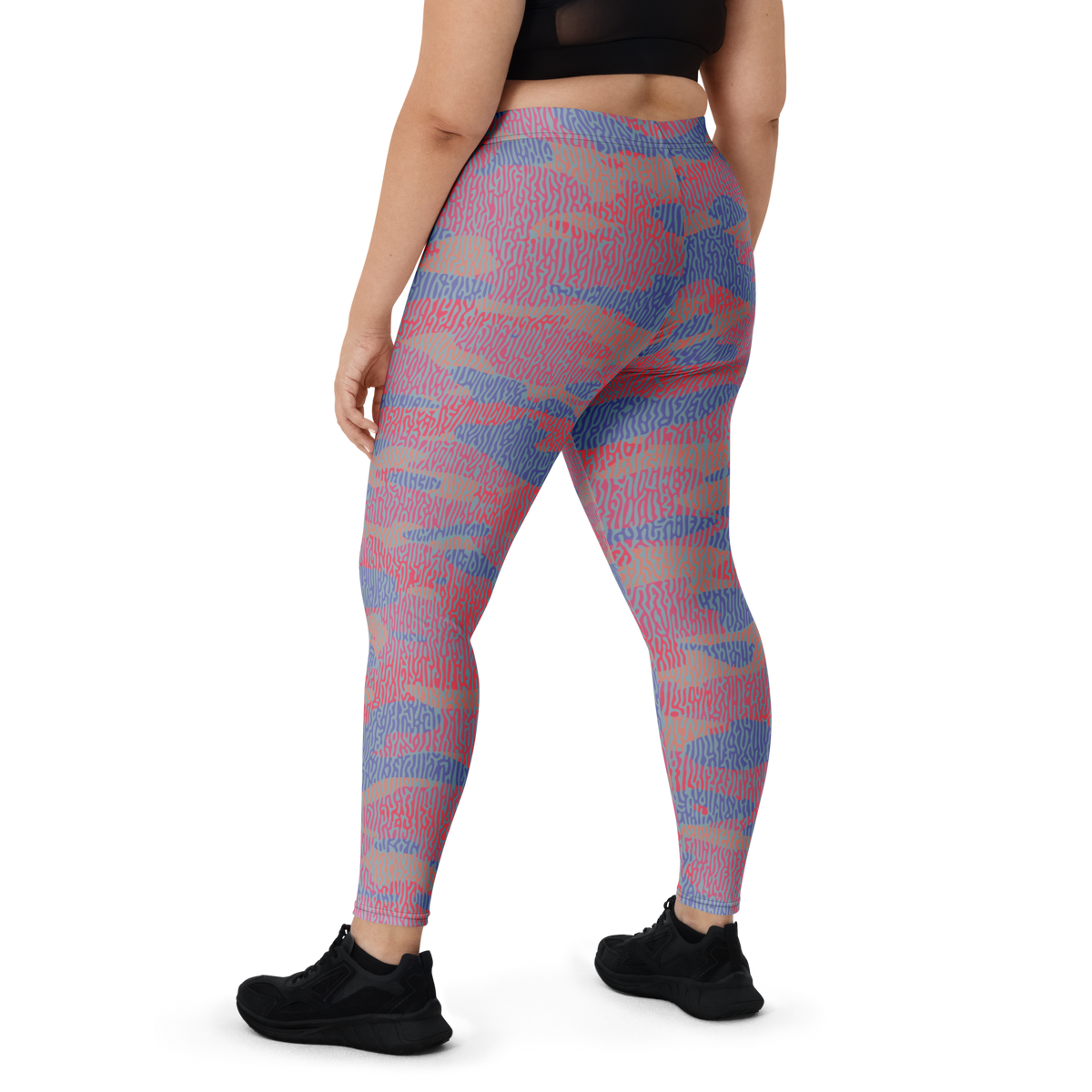 Gulf Turing Very Peri 4 camouflage mid-rise comfort leggings, oversize-fit back view.