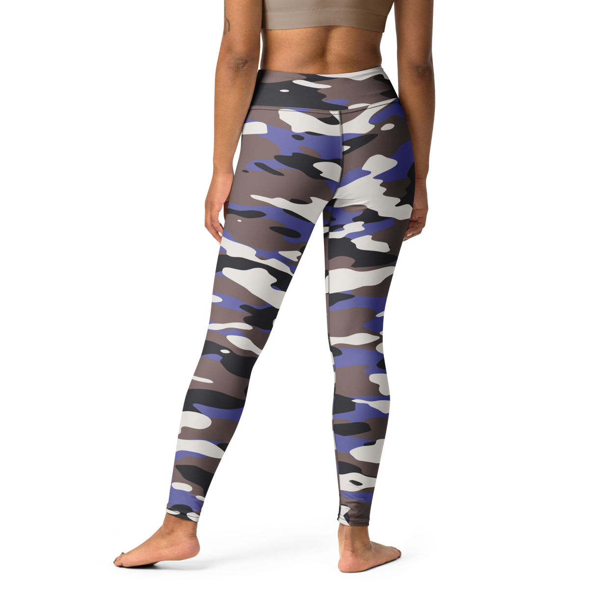 Gulf Very Peri 1 camouflage high-waisted yoga leggings, back view.