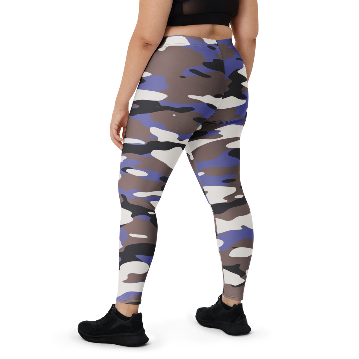 Gulf Very Peri 1 camouflage mid-rise comfort leggings, oversize-fit back view.
