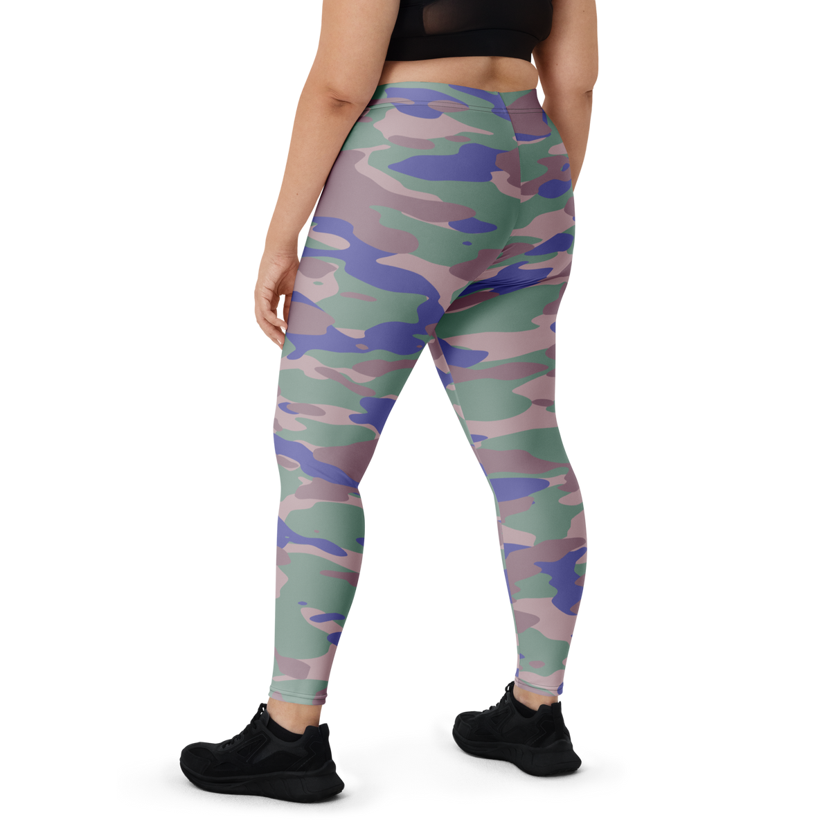 Gulf Very Peri 3 camouflage mid-rise comfort leggings, oversize-fit back view.