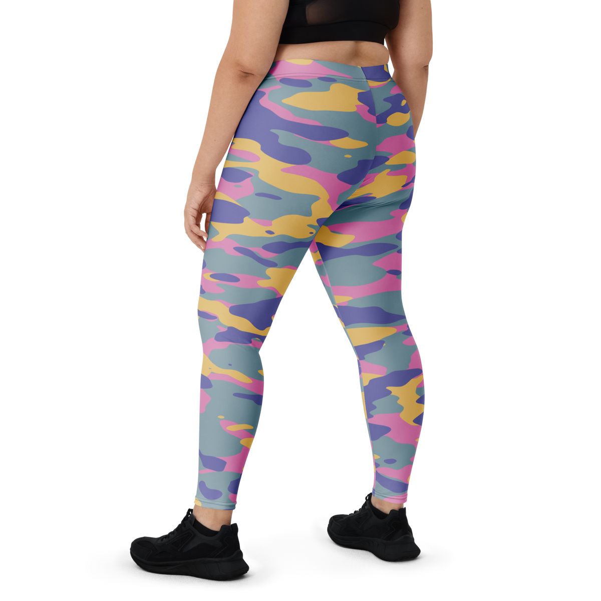 Gulf Very Peri 4 camouflage mid-rise comfort leggings, oversize-fit back view.