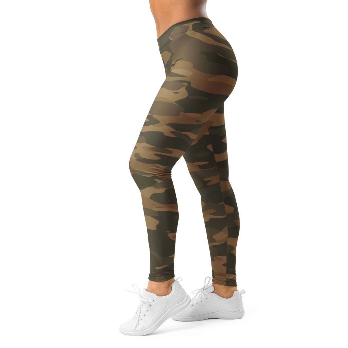 Gulf Woodland camouflage mid-rise comfort leggings, left-side view.