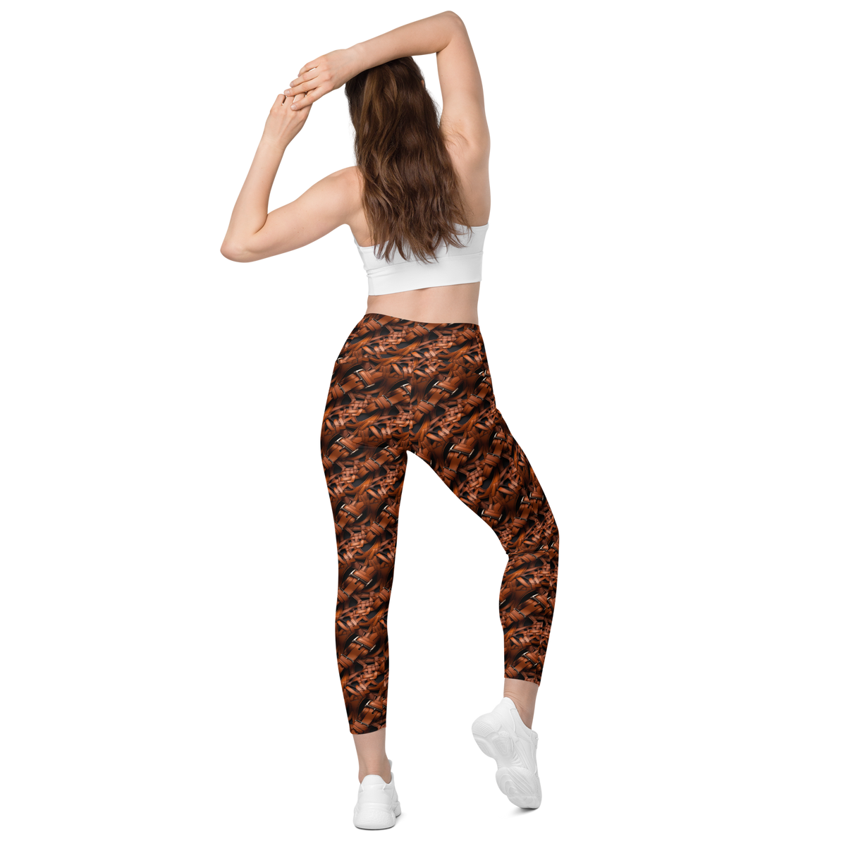 Harness Lattice high-waisted pocket leggings, back view.