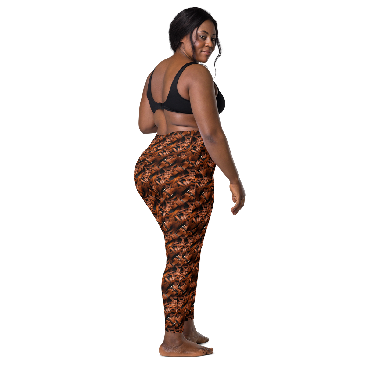 Harness Lattice high-waisted pocket leggings, larger-model back view.