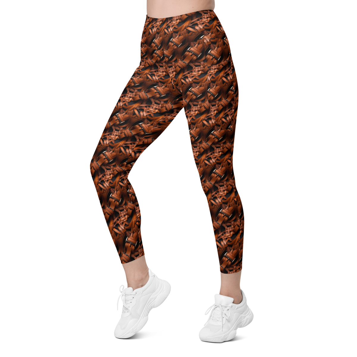 Harness Lattice high-waisted pocket leggings, left-front view.