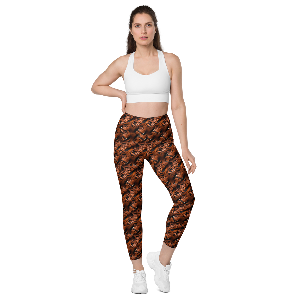 Harness Lattice high-waisted pocket leggings, straight-front view.