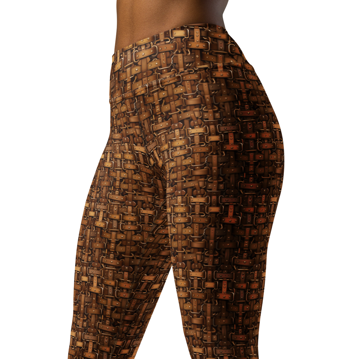 Harness Lattice high-waisted yoga leggings, close pattern view.