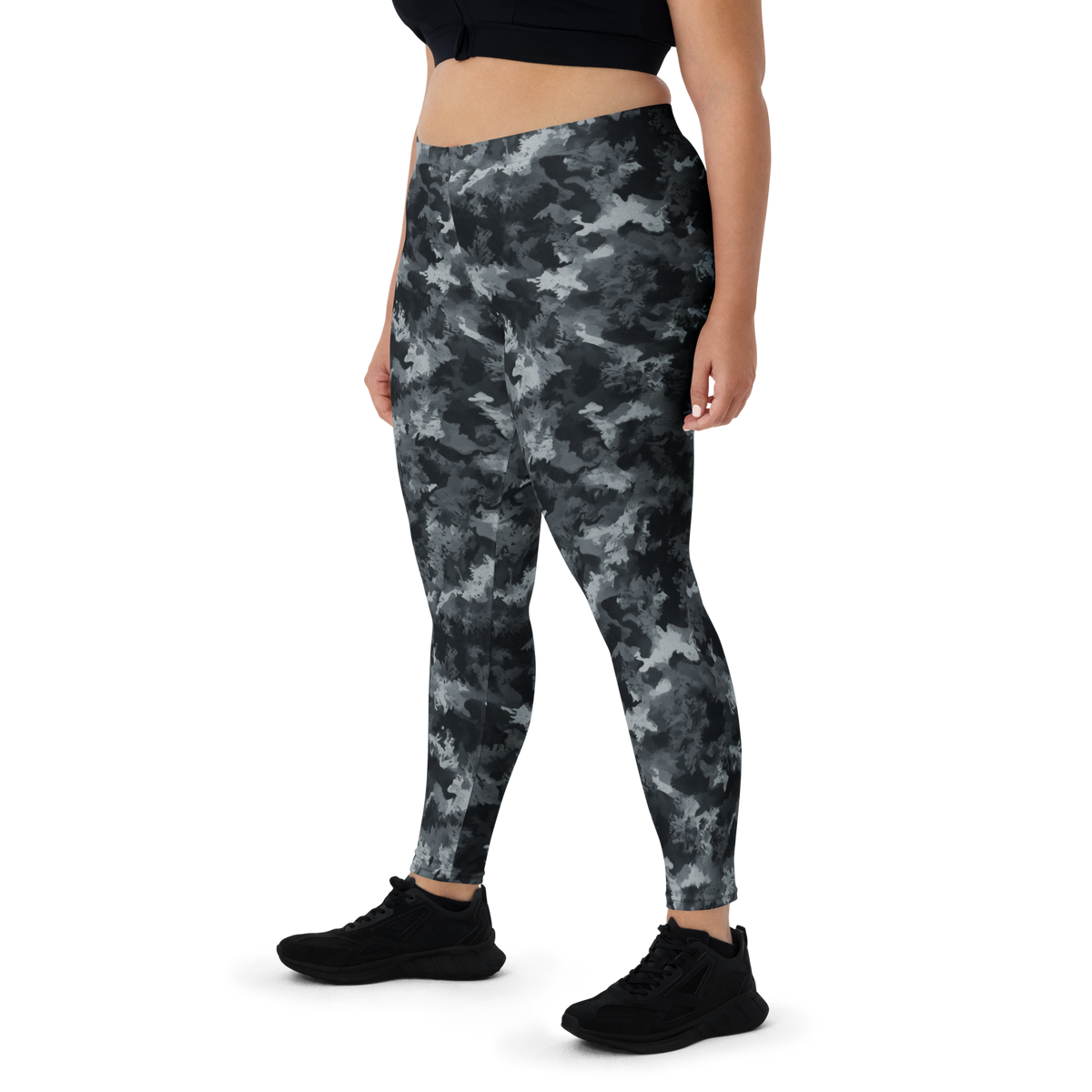 Himalette Greyscale mid-rise comfort leggings, oversize-fit front view.