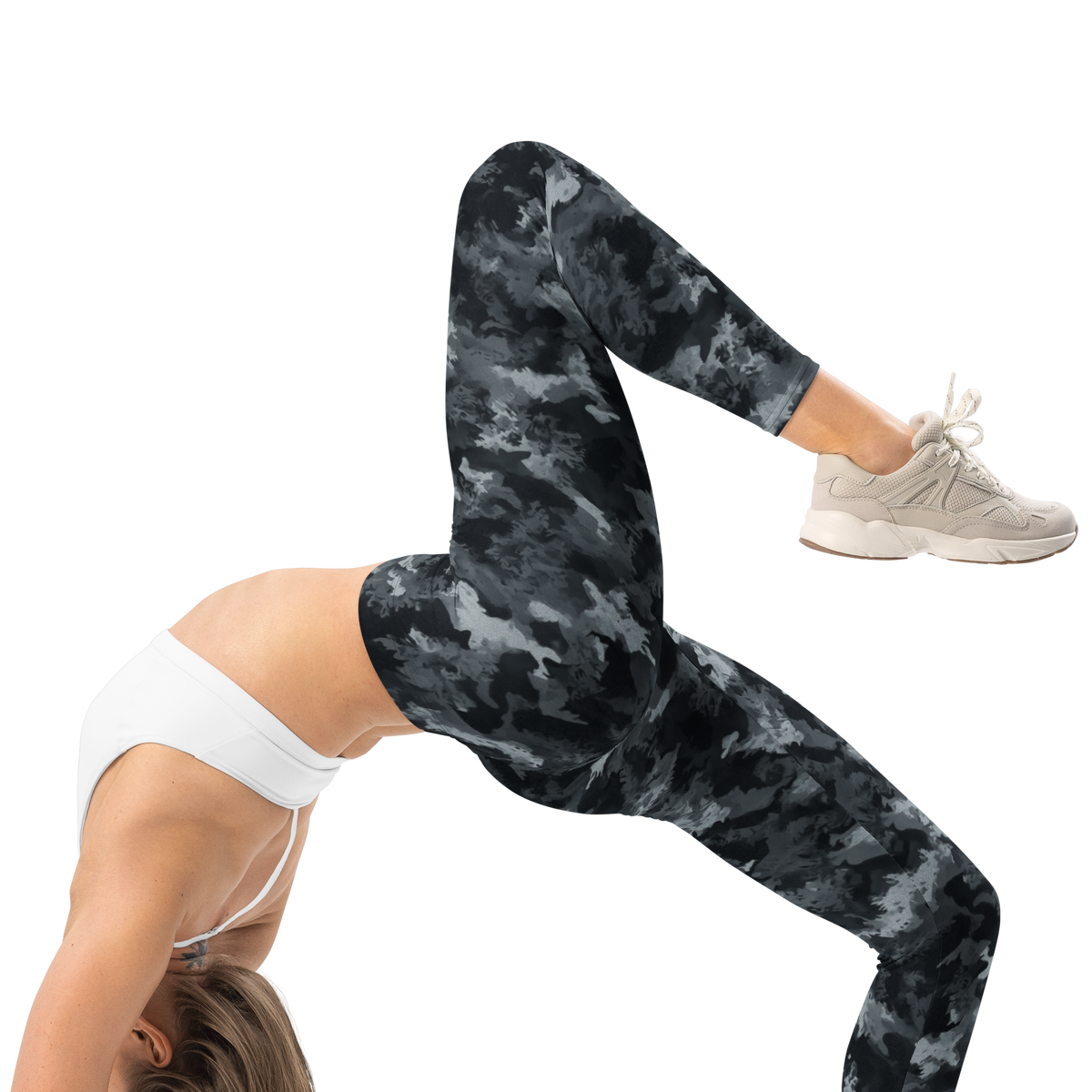 Himalette Greyscale mid-rise comfort leggings, right-side view.