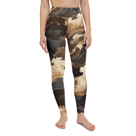 Hishō — Plume · Subtle Contrasts high-waisted yoga leggings, straight front view, barefoot.