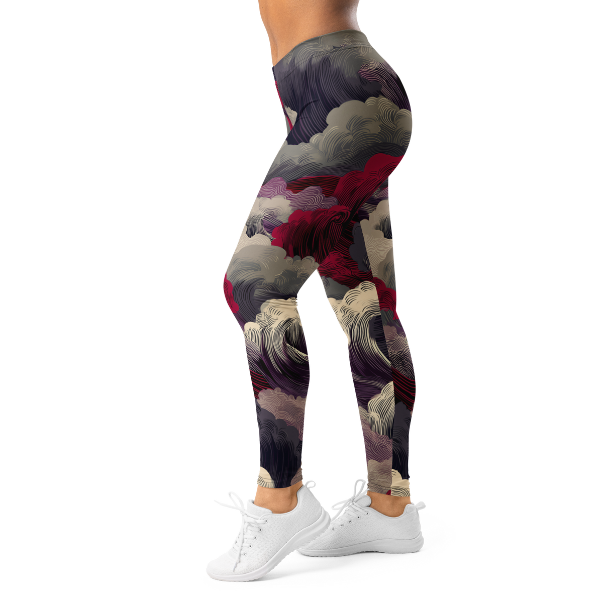Hishō Plume Burnished Orchid mid-rise comfort leggings, left-side view.