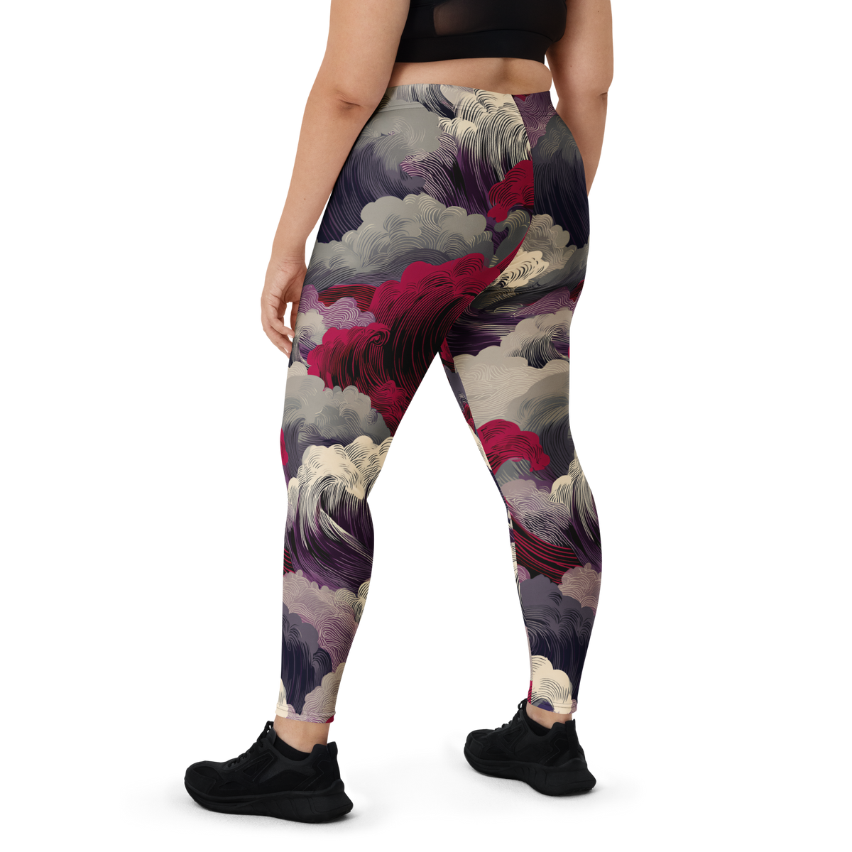 Hishō Plume Burnished Orchid mid-rise comfort leggings, oversize-fit back view.