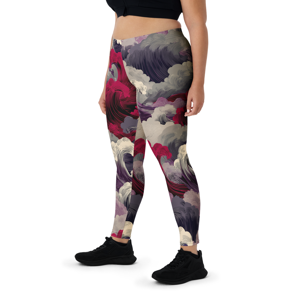 Hishō Plume Burnished Orchid mid-rise comfort leggings, oversize-fit front view.