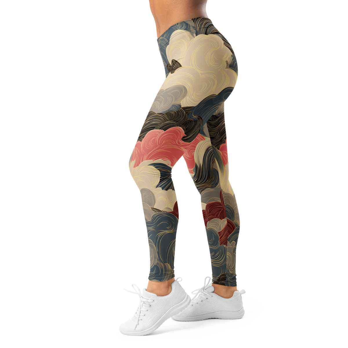 Hishō Plume Soft Current mid-rise comfort leggings, left-side view.