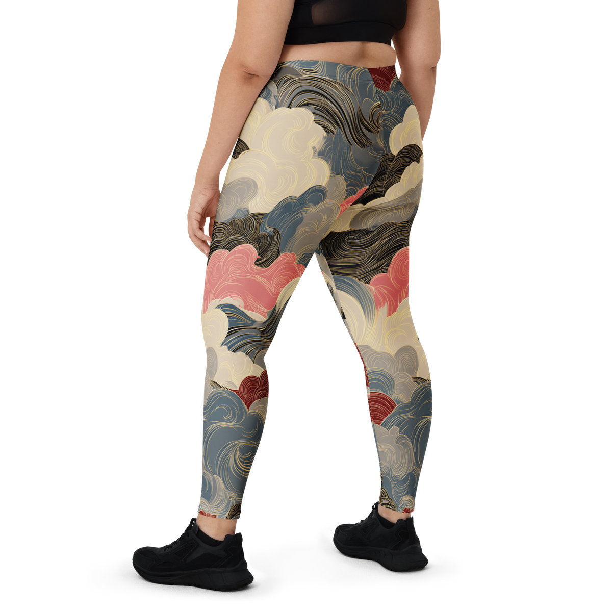 Hishō Plume Soft Current mid-rise comfort leggings, oversize-fit back view.