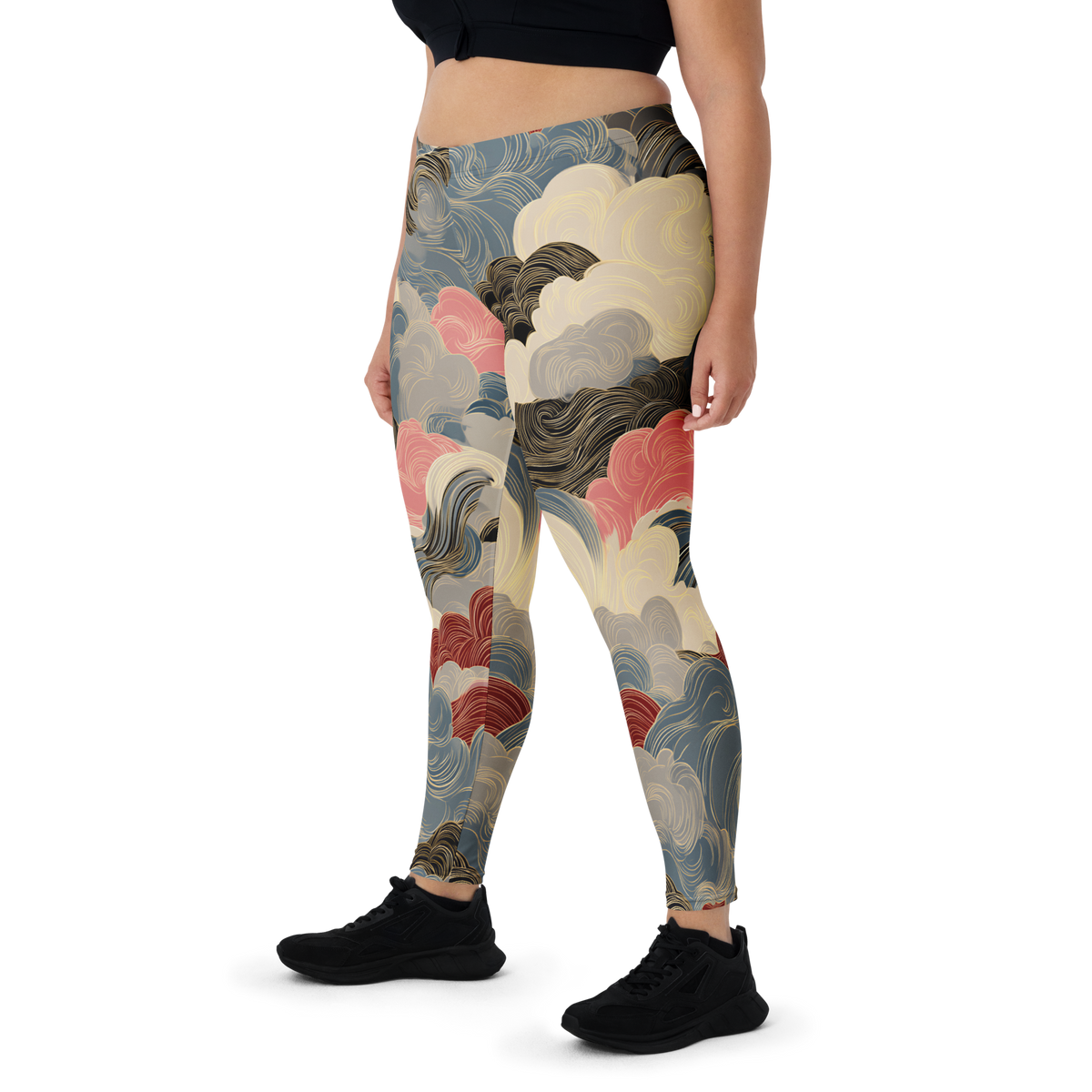 Hishō Plume Soft Current mid-rise comfort leggings, oversize-fit front view.