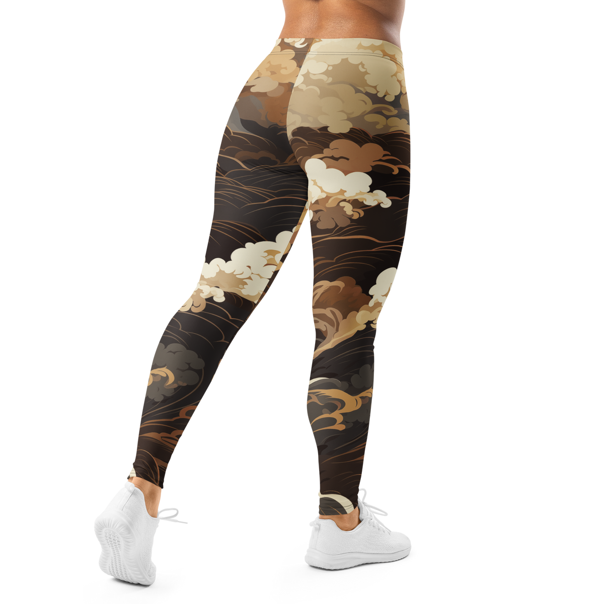 Hishō Suspended Storm Subtle Contrasts mid-rise comfort leggings, back view.