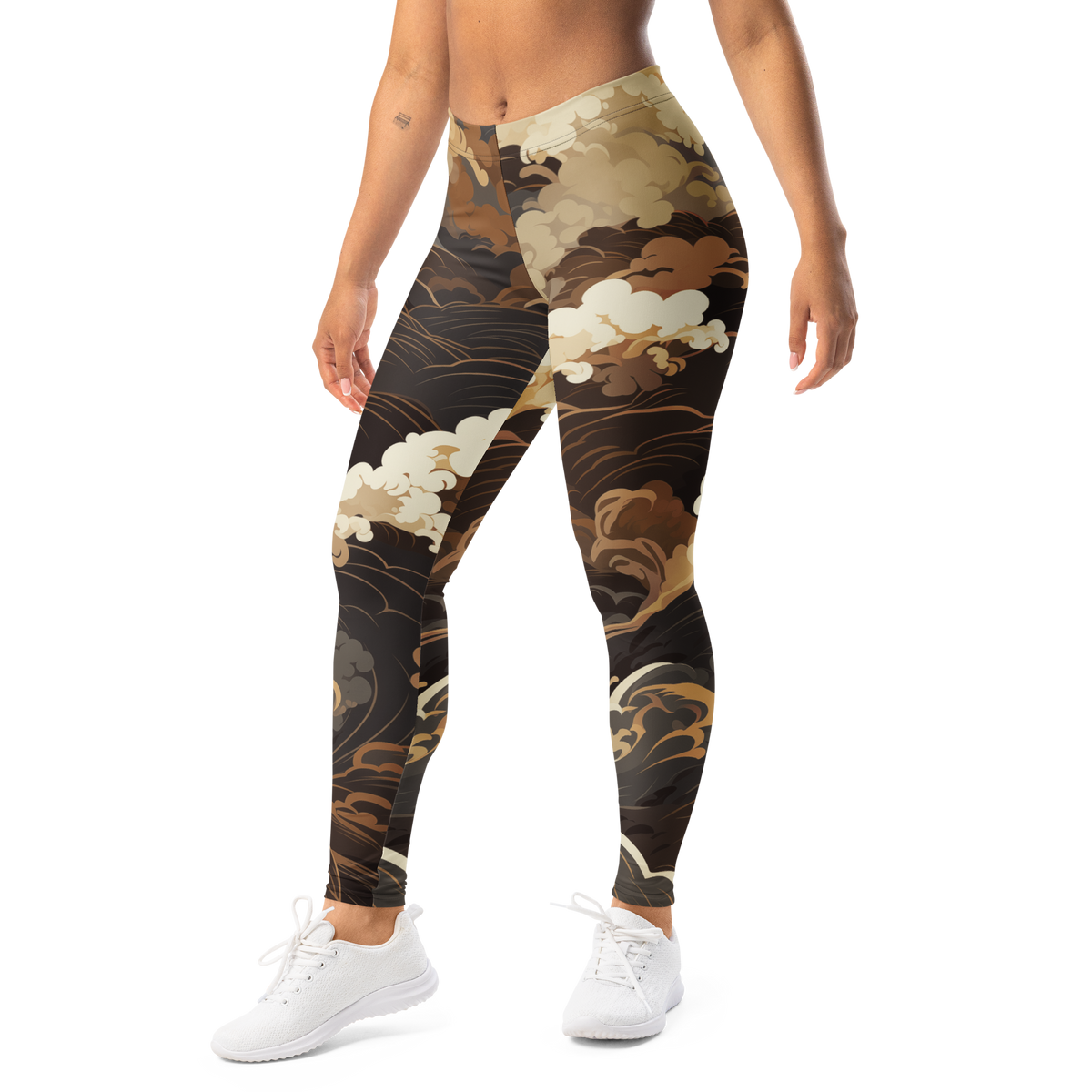 Hishō Suspended Storm Subtle Contrasts mid-rise comfort leggings, left-front view.