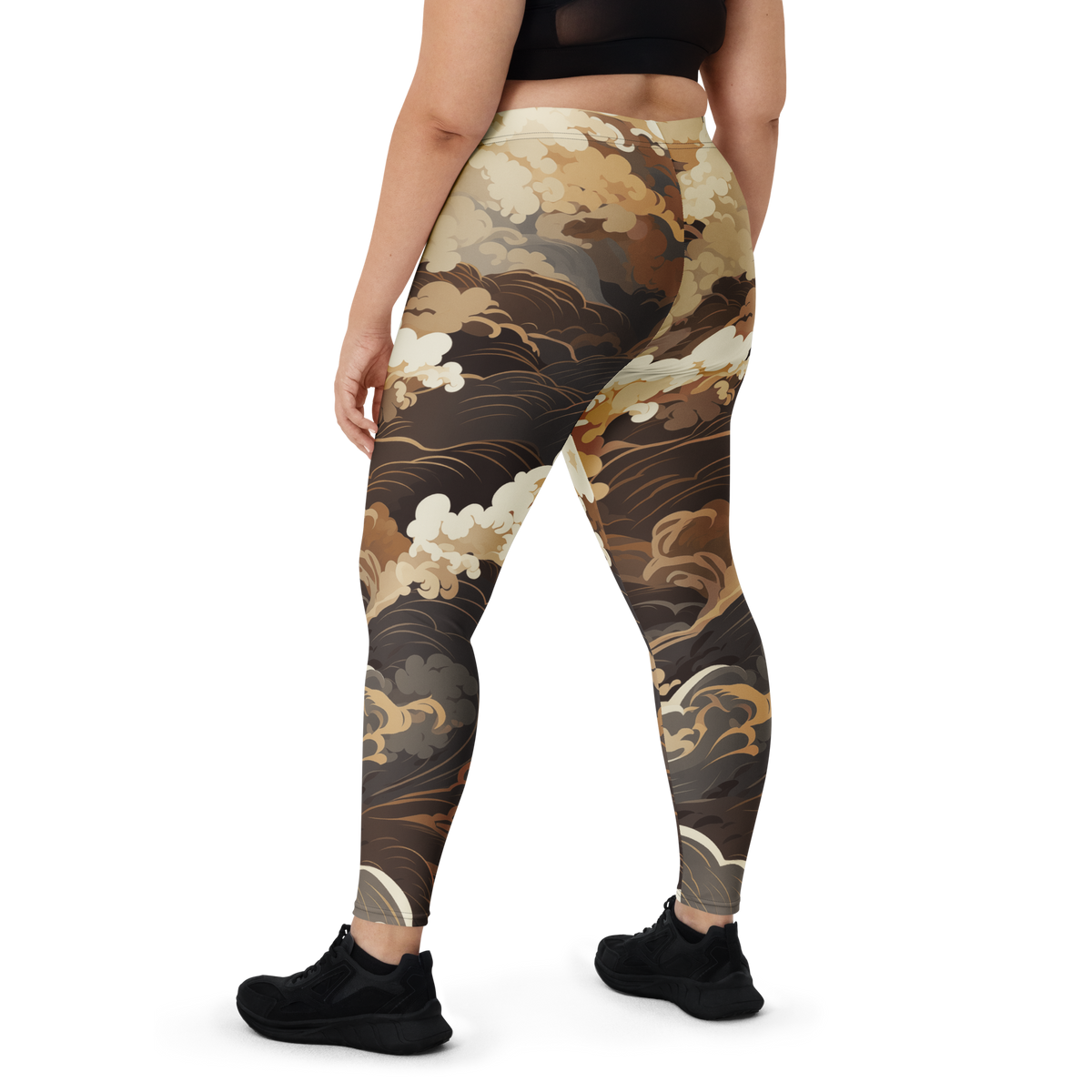 Hishō Suspended Storm Subtle Contrasts mid-rise comfort leggings, oversize-fit back view.