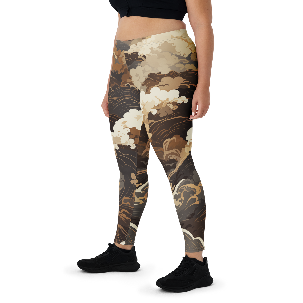Hishō Suspended Storm Subtle Contrasts mid-rise comfort leggings, oversize-fit front view.