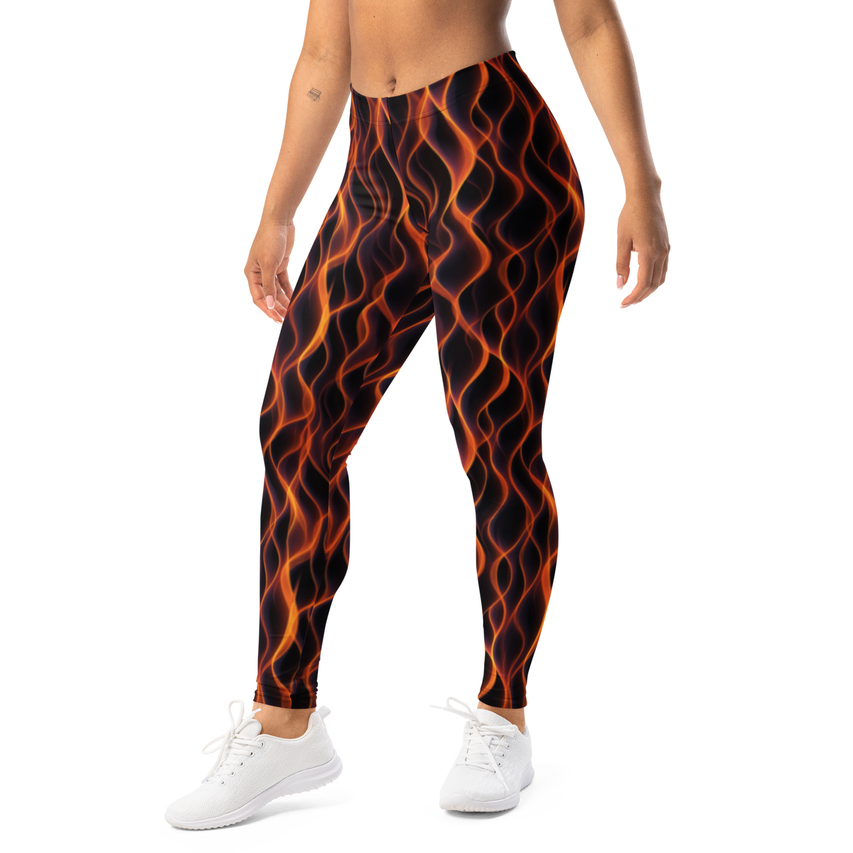 Inferna · Flame mid-rise everyday leggings, left-front view.