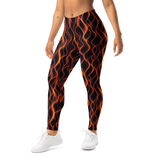 Inferna · Flame mid-rise everyday leggings, left-front view.