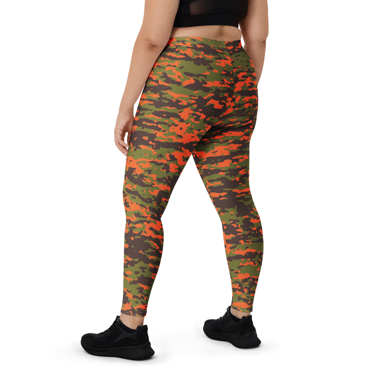 Inka Fall camouflage mid-rise comfort leggings, oversize-fit back view.