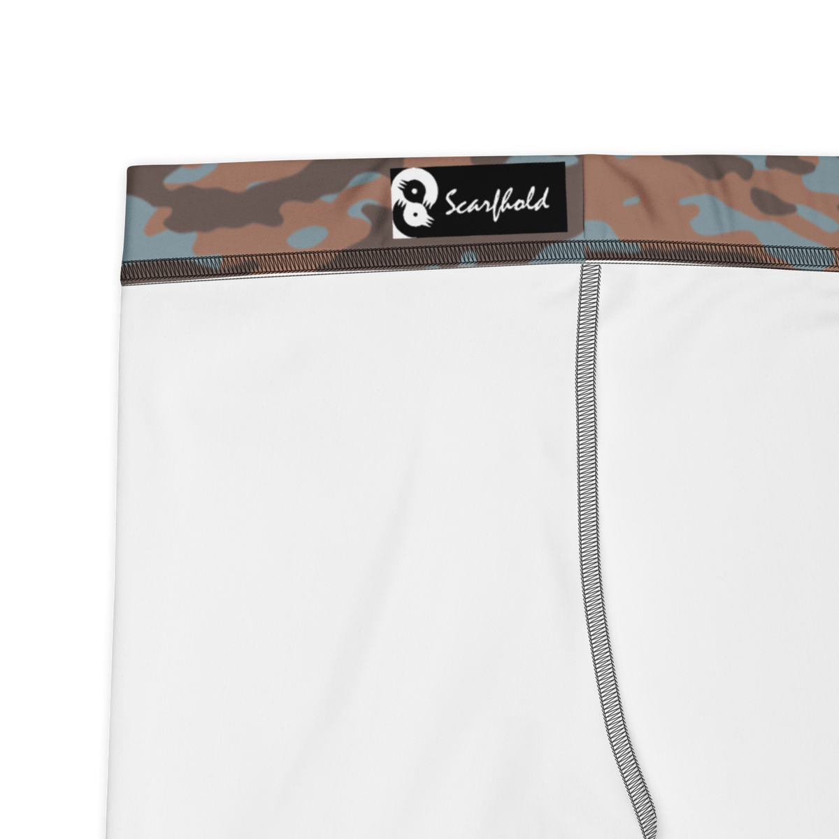 Inka Subtle Contrasts camouflage mid-rise comfort leggings, fabric and construction details.