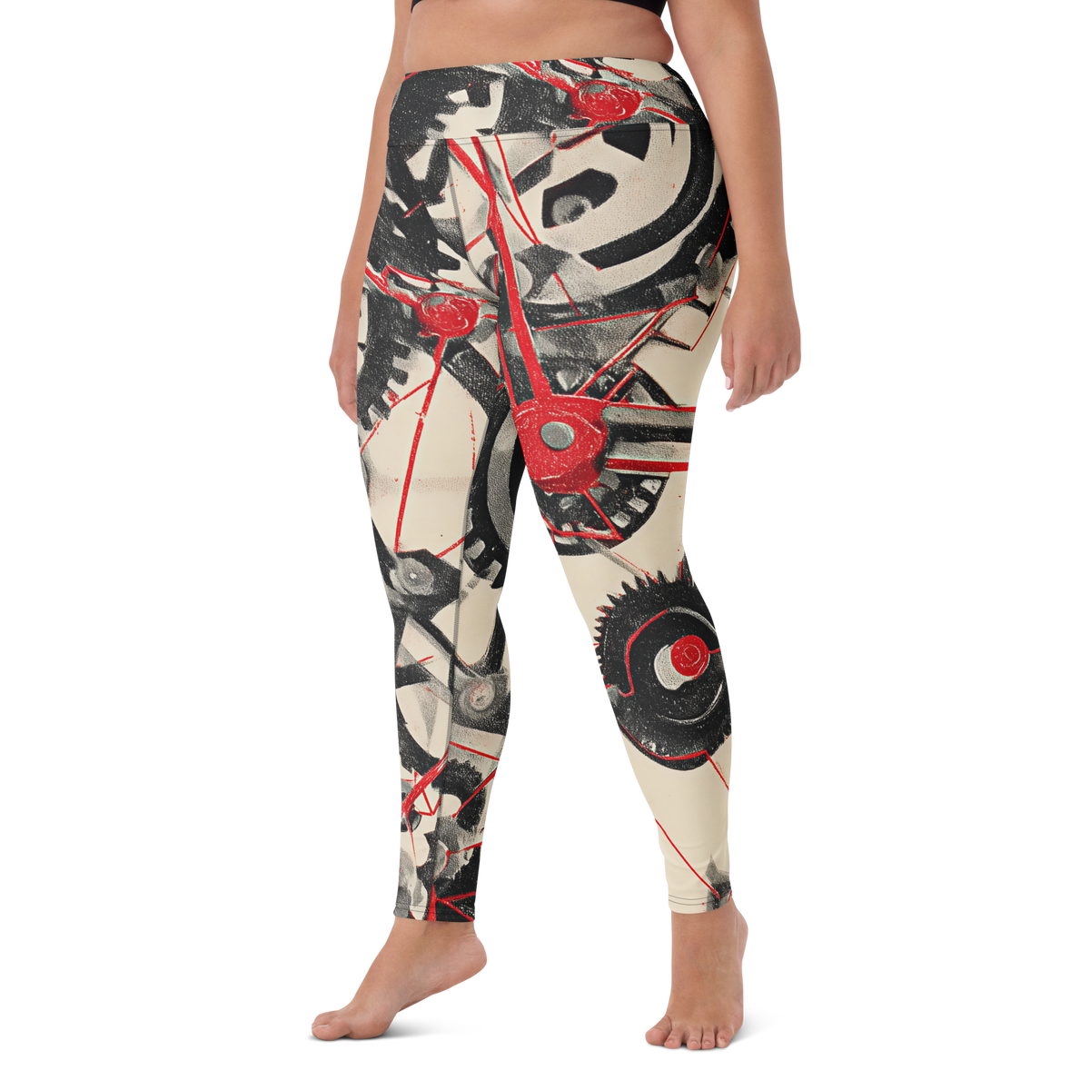 Interlink Scarfhold Palette high-waisted yoga leggings, larger-model left-front view.