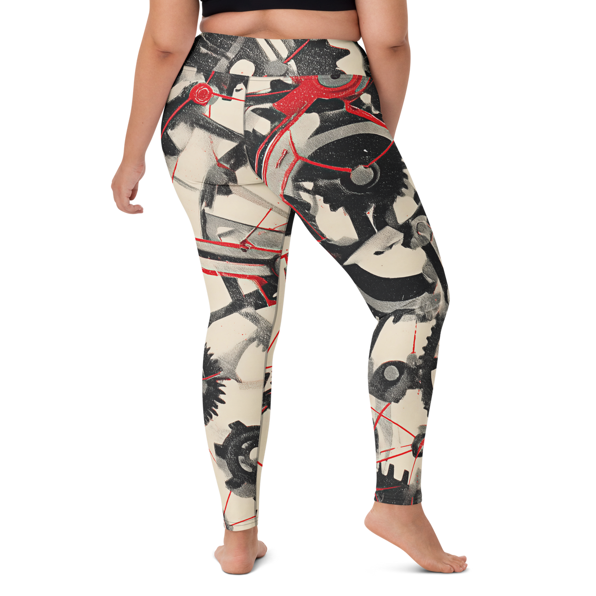 Interlink Scarfhold Palette high-waisted yoga leggings, larger-model right-back view.