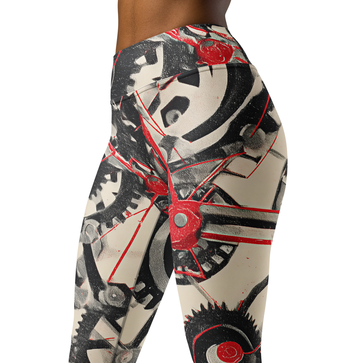 Interlink · Scarfhold Palette high-waisted yoga leggings, close three-quarter pattern view.