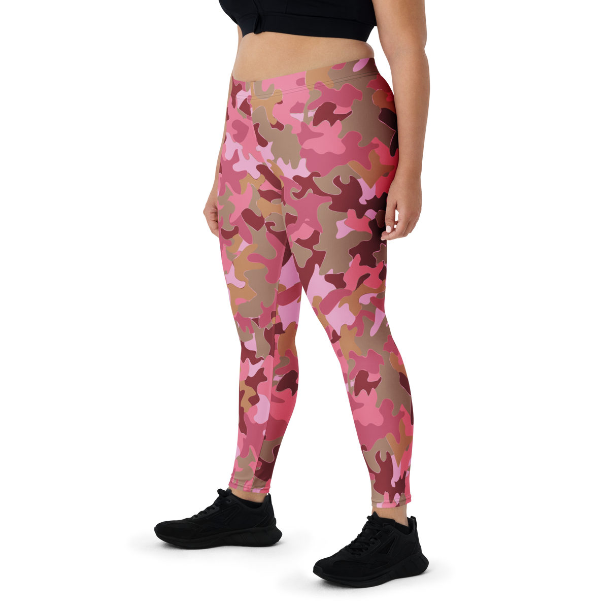 Jigg Deliciousness camouflage mid-rise comfort leggings, oversize-fit front view.
