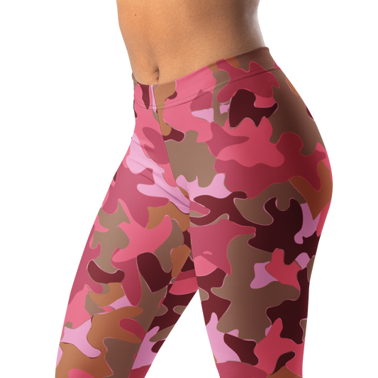 Jigg Deliciousness camouflage mid-rise comfort leggings, waistband and pattern detail.
