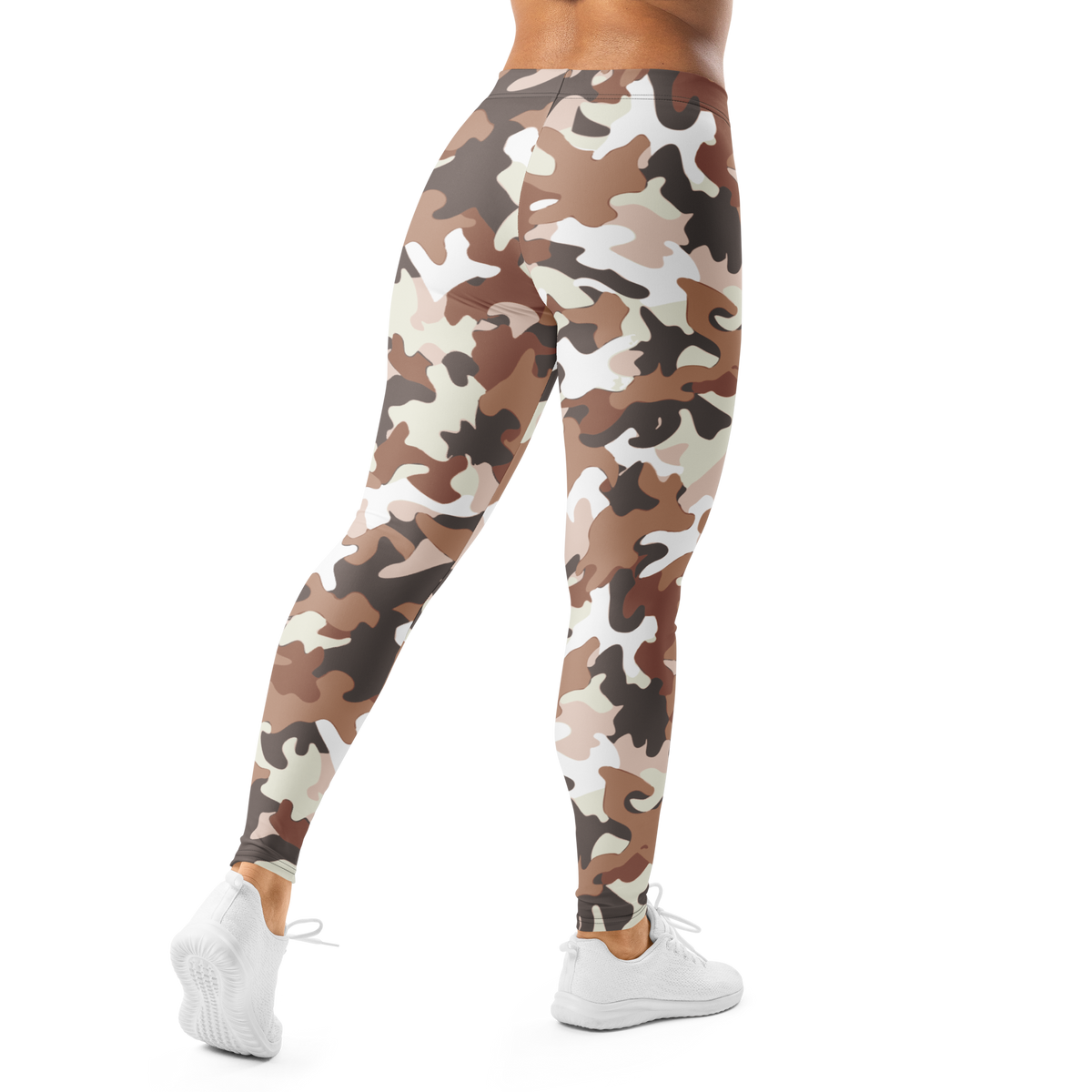 Jigg Relaxed Elegance camouflage mid-rise comfort leggings, back view.