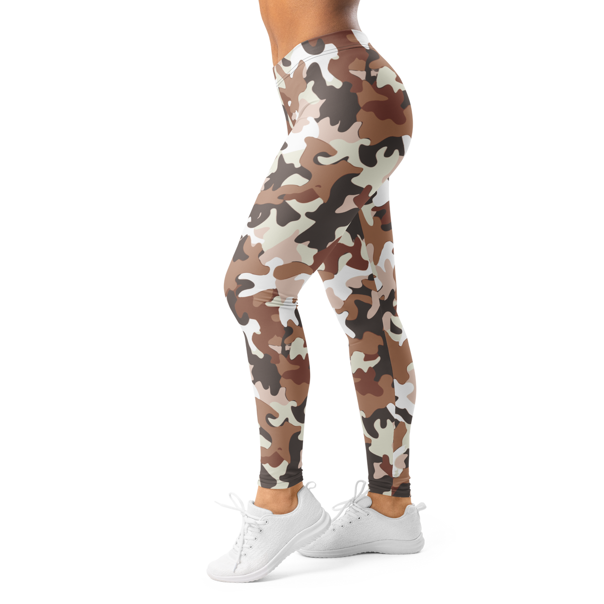 Jigg Relaxed Elegance camouflage mid-rise comfort leggings, left-side view.