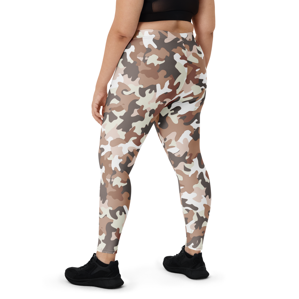 Jigg Relaxed Elegance camouflage mid-rise comfort leggings, oversize-fit back view.